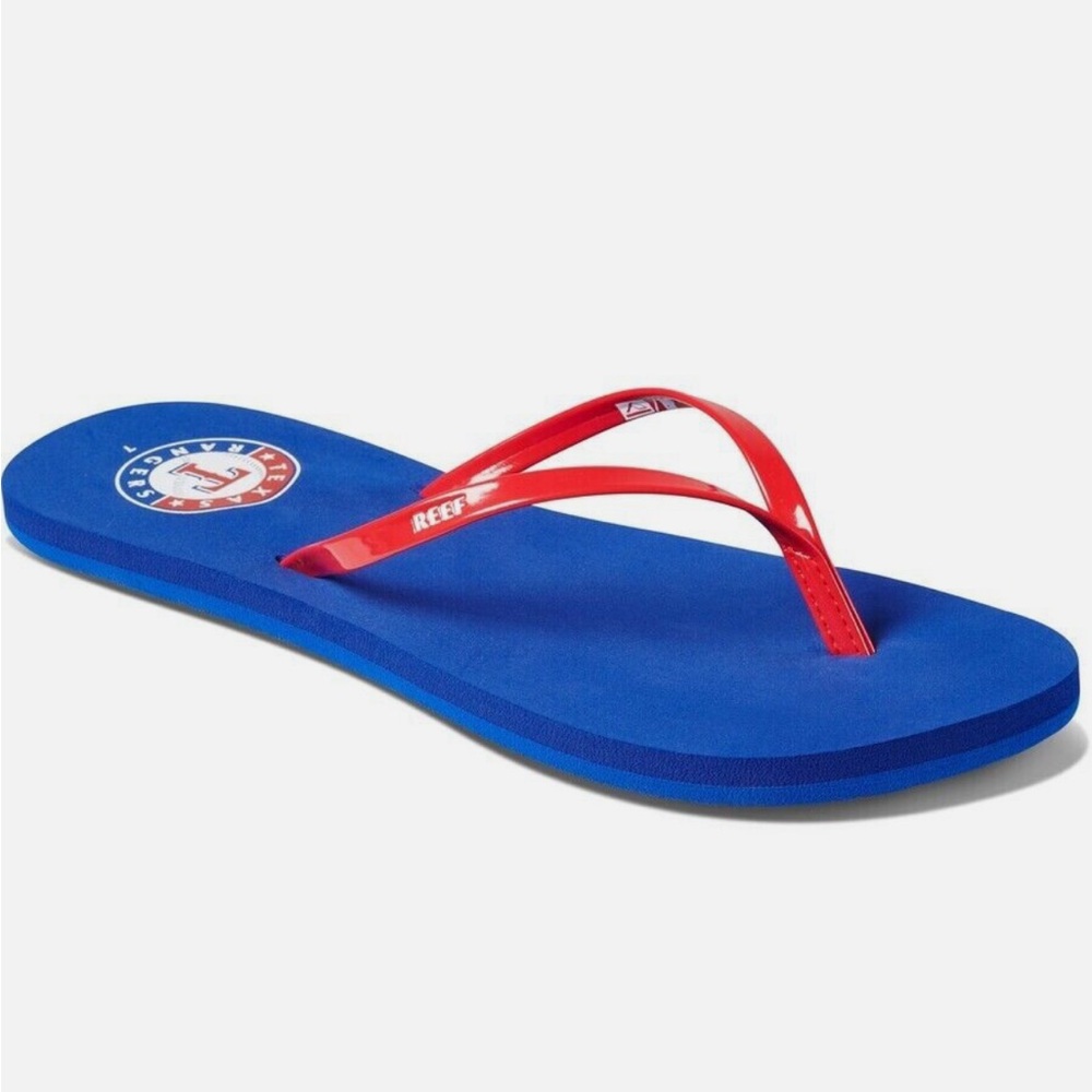 REEF Bliss MLB Texas Rangers Blue Flip Flop Sandals Size 9